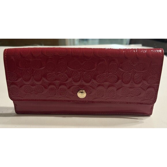 Coach Red patent Leather Logo Wallet 52458 - Picture 2 of 9